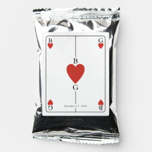 Monogram Hearts Playing Card Wedding Coffee Drink Mix