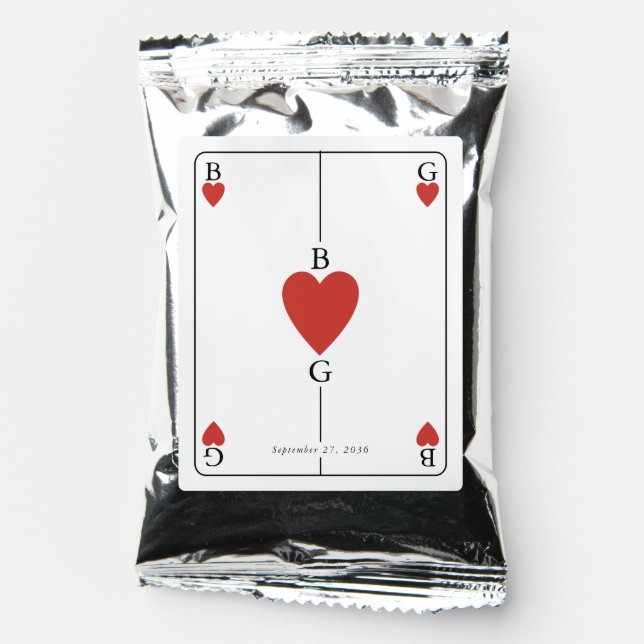 Monogram Hearts Playing Card Wedding  Coffee Drink Mix (Front)