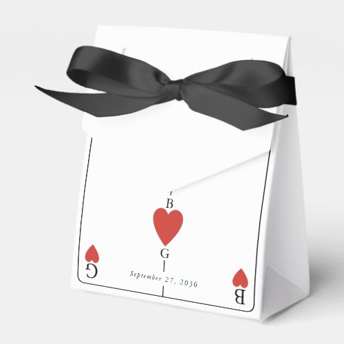 Monogram Hearts Playing Card Wedding  Favor Boxes