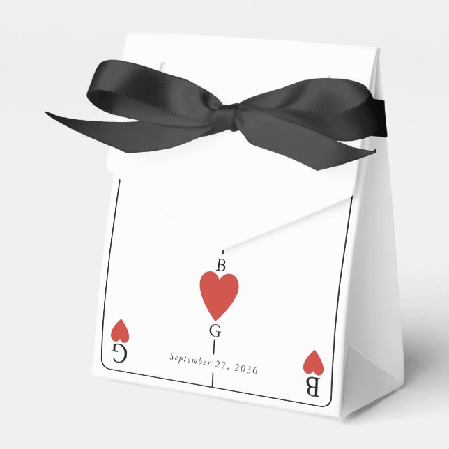 Monogram Hearts Playing Card Wedding  Favor Boxes (Front Side)