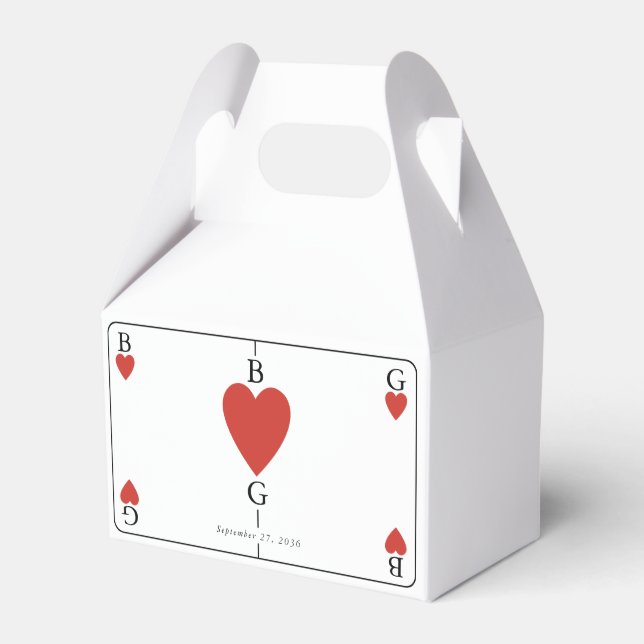 Monogram Hearts Playing Card Wedding  Favor Boxes (Front Side)