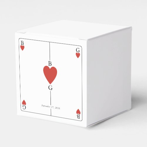 Monogram Hearts Playing Card Wedding  Favor Boxes