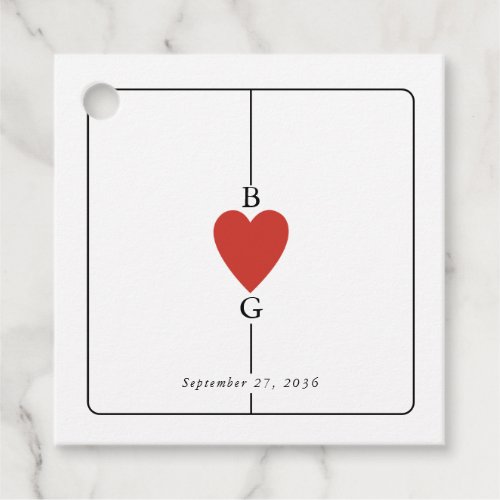 Monogram Hearts Playing Card Wedding  Favor Tags