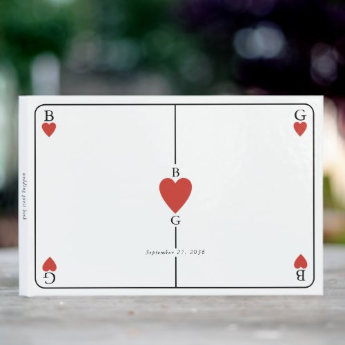 Monogram Hearts Playing Card Wedding  Guest Book