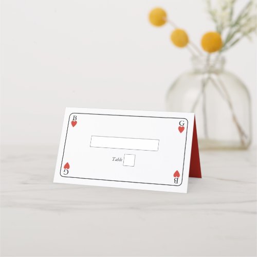 Monogram Hearts Playing Card Wedding Place Card