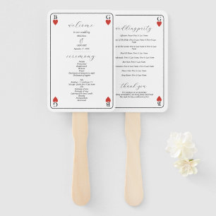 Monogram Hearts Playing Card Wedding Program Hand Fan