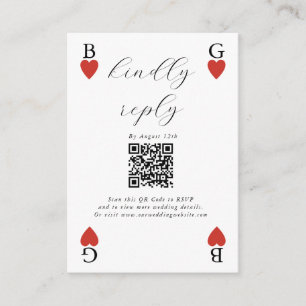Monogram Hearts Playing Card Wedding RSVP response