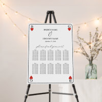 Monogram Hearts Playing Card Wedding Seating Chart