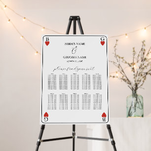 Monogram Hearts Playing Card Wedding Seating Chart Foam Board