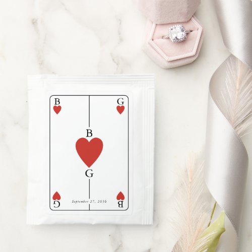 Monogram Hearts Playing Card Wedding  Tea Bag Drink Mix