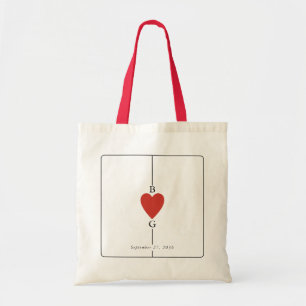 Monogram Hearts Playing Card Wedding Tote Bag