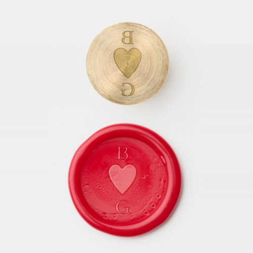Monogram Hearts Playing Card Wedding  Wax Seal Stamp