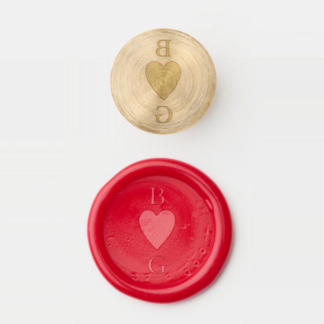 Monogram Hearts Playing Card Wedding  Wax Seal Stamp (Stamped)