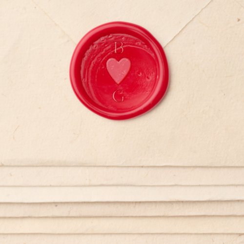 Monogram Hearts Playing Card Wedding  Wax Seal Sticker