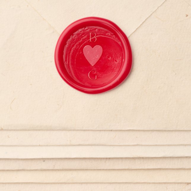 Monogram Hearts Playing Card Wedding  Wax Seal Sticker (Front)