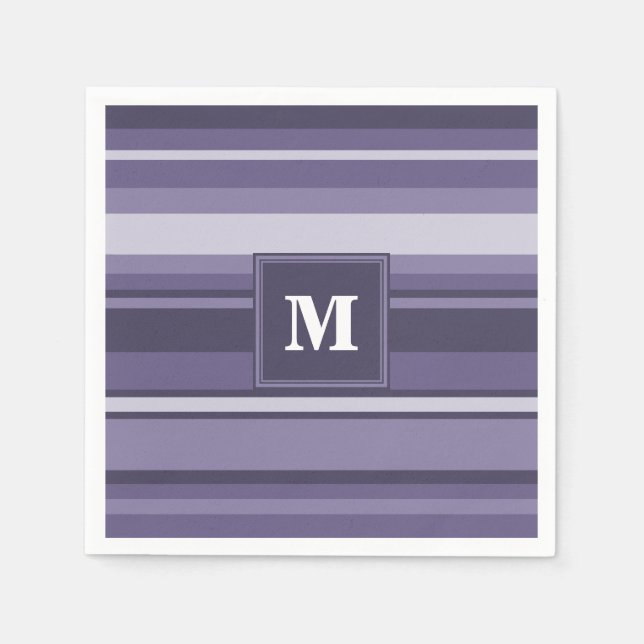 Monogram heather purple stripes napkins (Front)