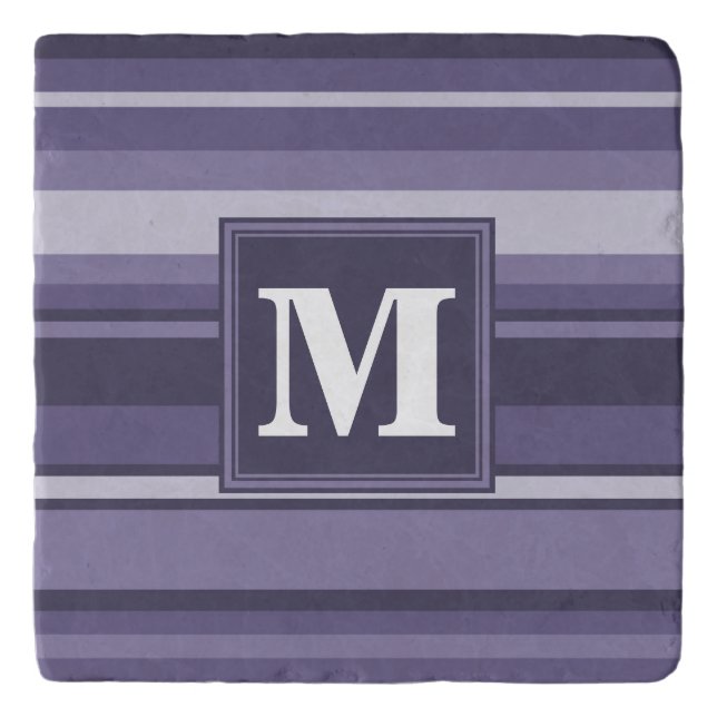Monogram heather purple stripes trivet (Front)