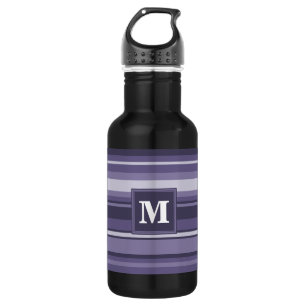 Monogram heather purple stripes water bottle