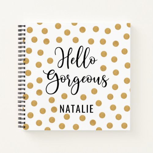 Monogram Hello Gorgeous Gold White Sketchbook Notebook