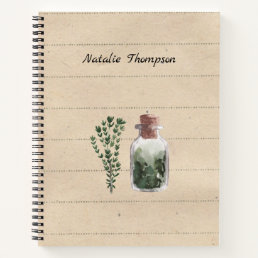Monogram Herbalist gardener Cool Rustic plants Notebook