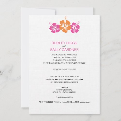 Monogram Hibiscus Flower Wedding Announcements