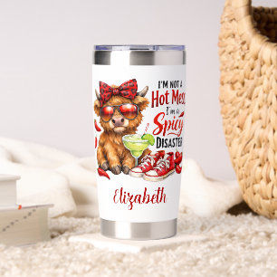 Monogram Highland Cow Hot Mess Funny Humorous  Insulated Tumbler