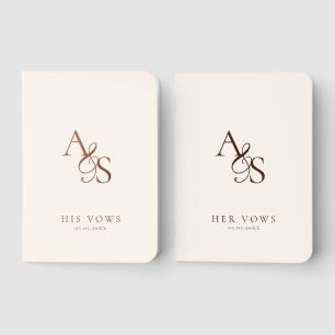 Monogram 'His & Hers' Beige Wedding Vow Foil Books