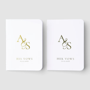 Monogram 'His & Hers' White Wedding Vow Foil Books