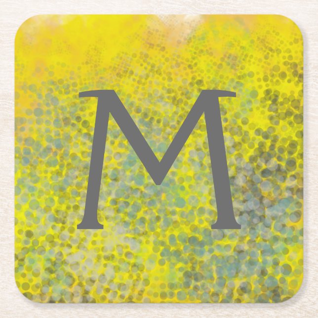 Monogram | Hive I Square Paper Coaster (Front)