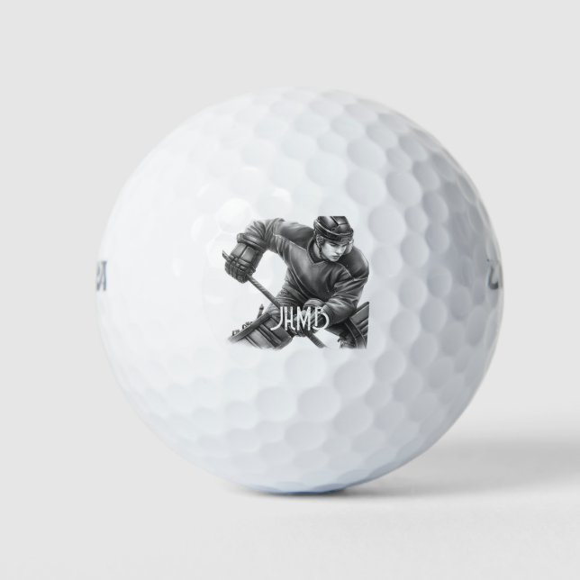 Monogram Hockey Player Sport Golf Balls (Front)