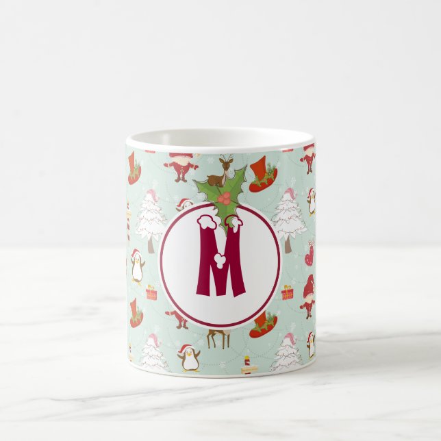 Monogram Holiday Christmas Elf Mug (Center)