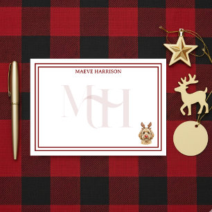 Monogram Holiday Golden Doodle Reindeer Post-it Notes