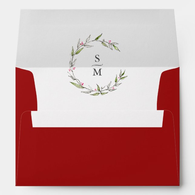 Monogram Holiday Return Address Envelopes (Back (Bottom))