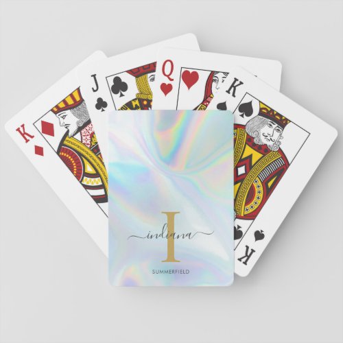 Monogram Holographic Gold Initial Name Custom Poker Cards