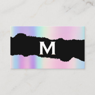 Monogram Holographic Gradient Torn Effect Business Card
