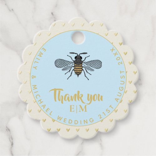 Monogram Honey BEE Wedding Favor Gift Elegant Favor Tags