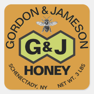 Monogram Honey Jar Wedding Favor Square Sticker