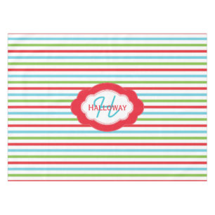 Monogram Horizontal Stripe Christmas Tablecloth