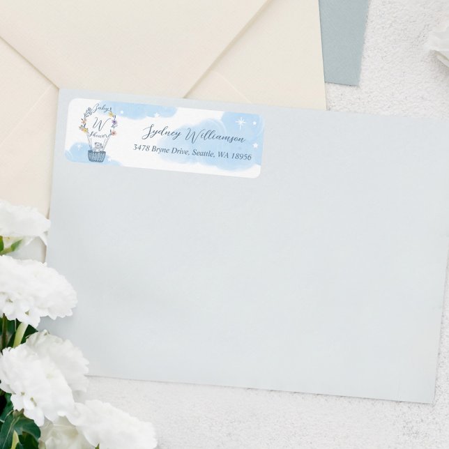 Monogram Hot Air Balloon Teddy Bear Clouds Blue Label (Monogram Hot Air Balloon Teddy Bear Clouds Blue Label)