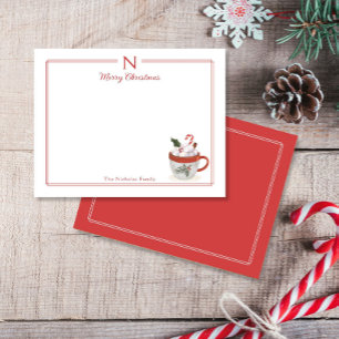 Monogram Hot Cocoa Family Fun Christmas Stationery Note Card