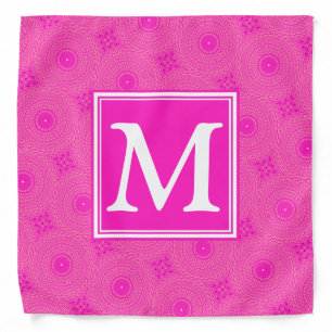 Monogram hot pink circles pattern bandana