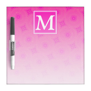 Monogram hot pink circles pattern Dry-Erase board