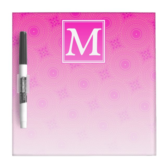 Monogram hot pink circles pattern Dry-Erase board (Front)