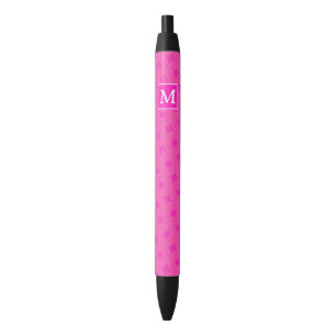 Monogram hot pink circles pattern pen