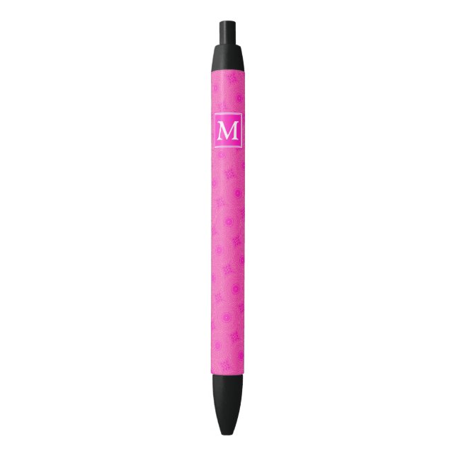 Monogram hot pink circles pattern pen (Front Vertical)