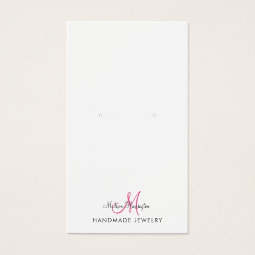 Monogram Hot Pink Earring Jewelry Display Card