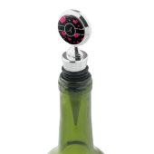 Monogram hot pink glitter hearts black diamonds wine stopper (Angled)