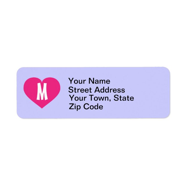 Monogram Hot Pink Heart Label (Front)