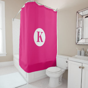 Monogram Hot Pink Initial Custom Name Modern Shower Curtain