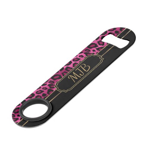 Monogram Hot Pink Leopard Bar Key
